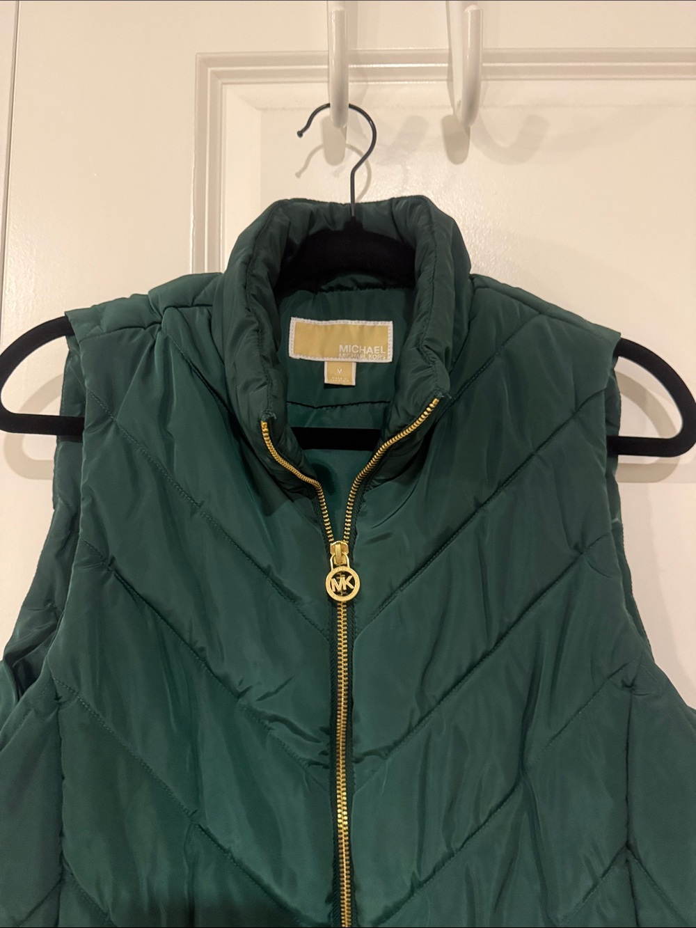 Michael Kors Forest Green Quilted Puffer Vest with Gold Hardware - Picture 3 of 9